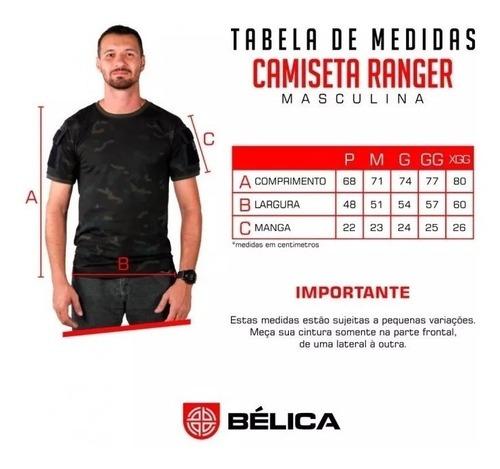 Camiseta Masculina Bélica Ranger M/C Mult Black M