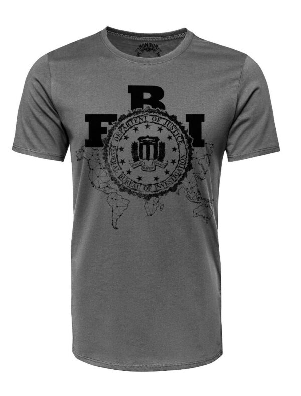 Camiseta Militar Estampada FBI Cinza tam M