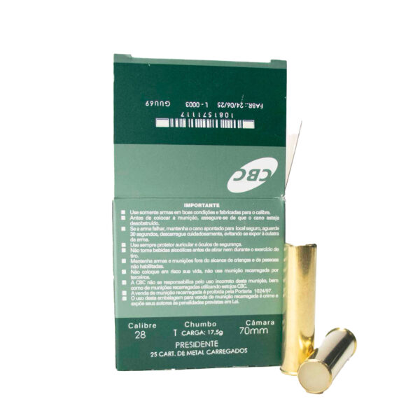 Cartucho CBC Presidente 28/70 Chumbo  T (Carregado de fábrica) Cx 25 Unidades