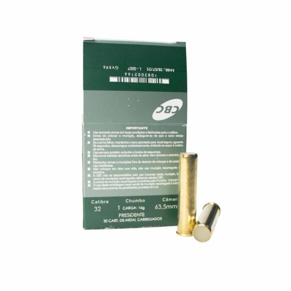 Cartucho CBC Presidente 32/63,5 Chumbo T (Carregado de fábrica) Cx 30 unidades