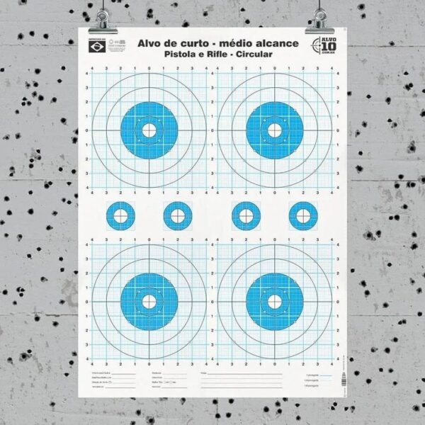 Kit 10 Alvos Sniper - 2 Curto Médio Alcance - 2 Rifle Longo Alcance - 2 Fogo Central - 2 Clicar Luneta - 1 USBR - 1 Rifle com Luneta 50m