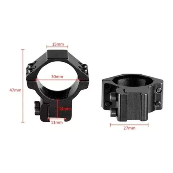 Kit 2x Suporte Mount Fixação Luneta 30mm Perfil Baixo 14mm