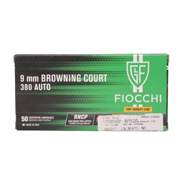 Munição Fiocchi Cal.380Auto 100GR RNPC Cx 50 Unidades