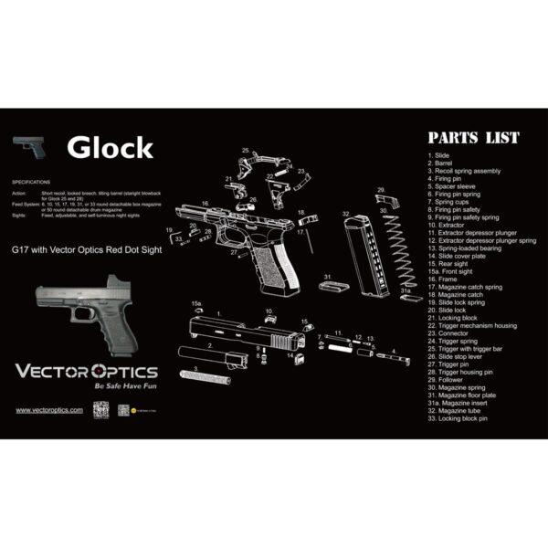 Tapete De Borracha para Limpeza de Armas Glock - Vector Optics