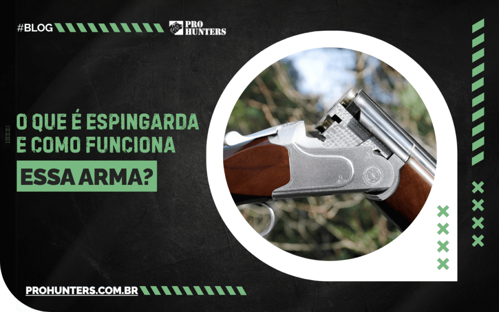 Capa de artigo com imagem de uma espingarda de cano duplo e o título sobre o que é e como funciona esse armamento.